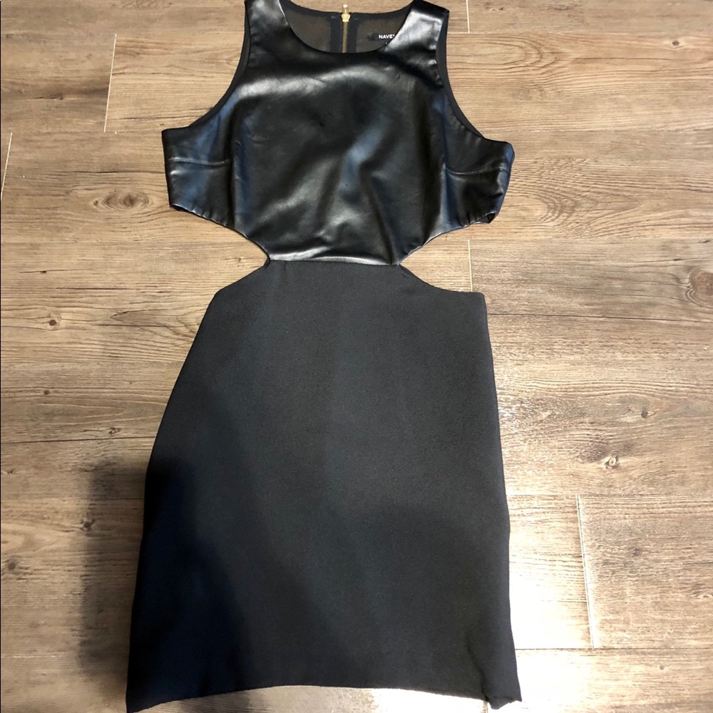 Naven faux leather cut out dress